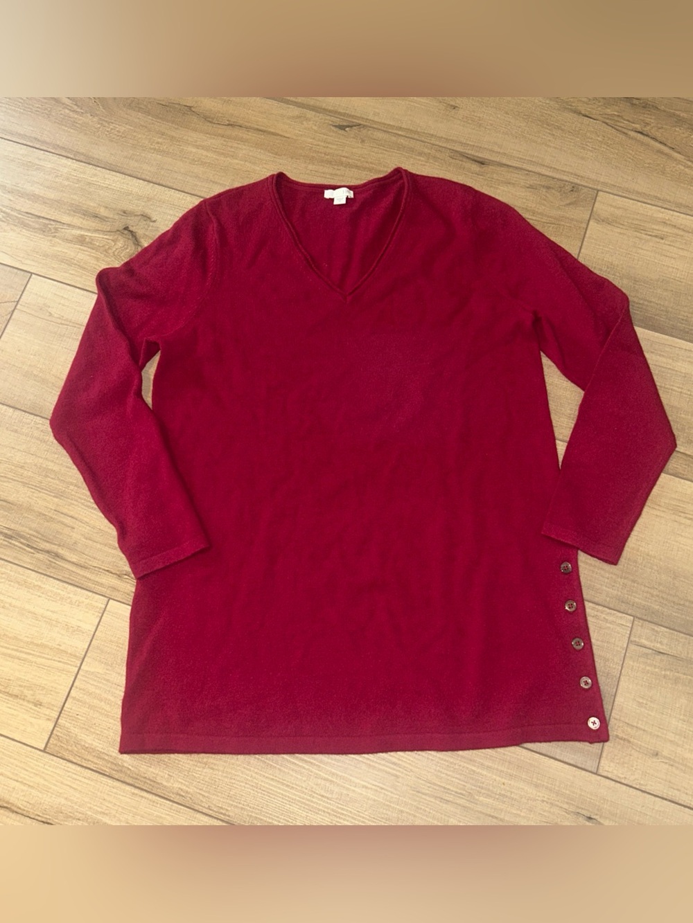 J Jill Cashmere Blend Sweater Burgundy Transitional Fall Staple Workwear Tunic M